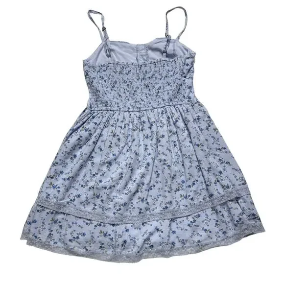 Hollister Baby Blue Floral Tiered Lace Mini Dress - M - Picture 10 of 14